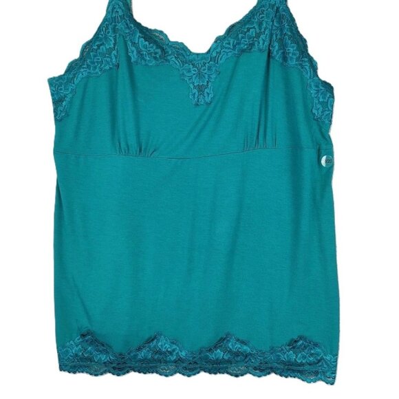 Lane Bryant 18/20 Teal Camisole Trim Adjustable Spaghetti Straps Rayon Spandex B - Picture 1 of 5